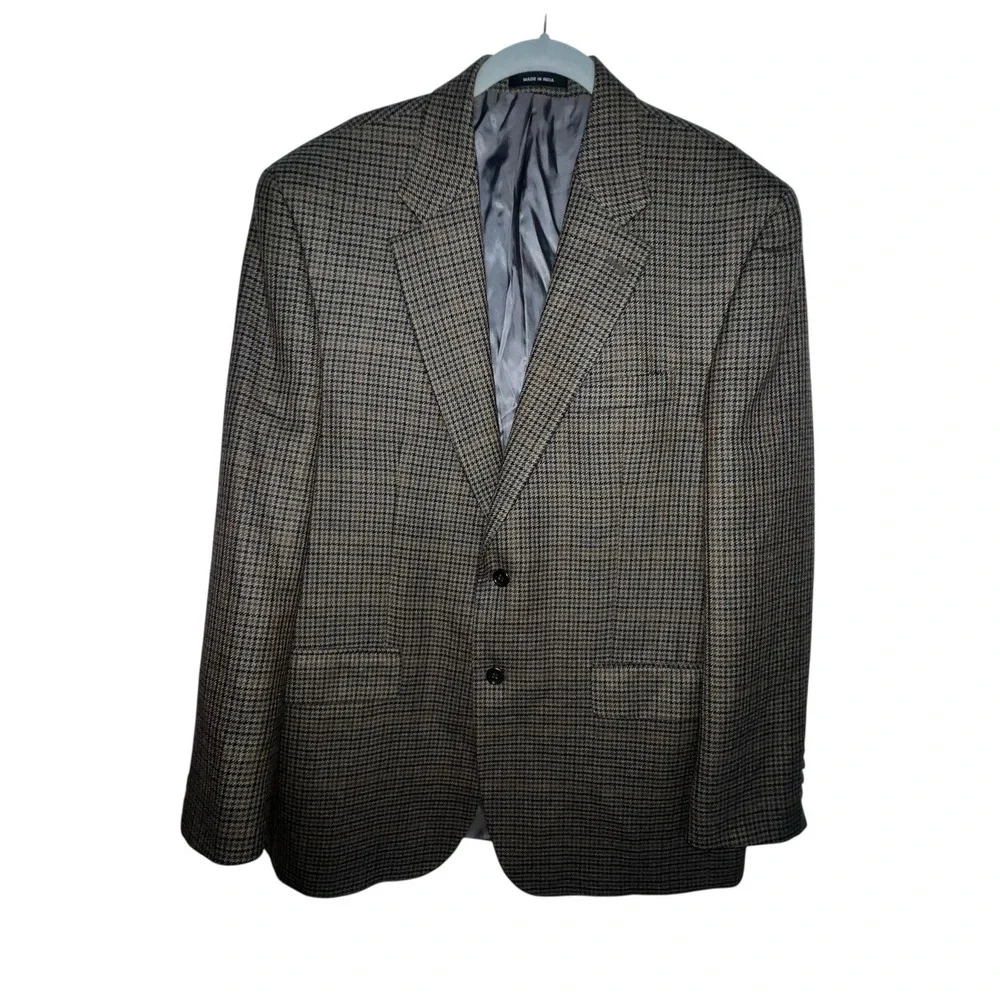 Vintage‎ Lauren Ralph Lauren 42R Houndstooth LambsWool Blazer Jacket Sport Coat